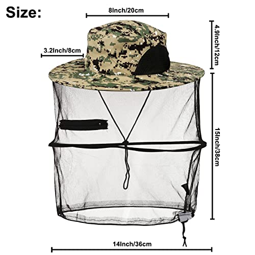 CFPrint Mosquito Head Net Hat with Netting, Large Camouflage Green