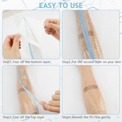 Tattoo Aftercare Bandages - 50 Pcs 7.8x7.8 Inch Waterproof Second Skin Film
