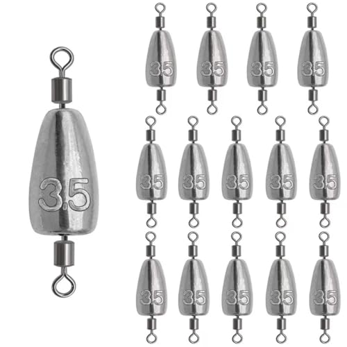 15Pcs 1/8oz Inline Fishing Weights with Swivel for Trolling
