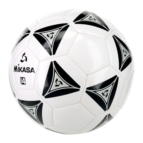 Mikasa Size 4 Soccer Ball - Synthetic Leather, Black/White