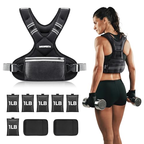 PACEARTH Adjustable 4-10lb Black X-Shape Weighted Vest with 6 Weight Packs