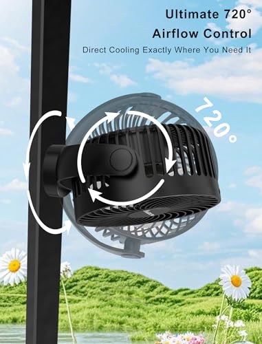 2-Pack Rechargeable Magnetic Golf Cart Fan with LED Lantern
