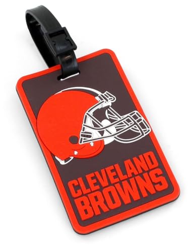 Cleveland Browns Luggage Bag Tag - Soft PU Leather, Adjustable Strap
