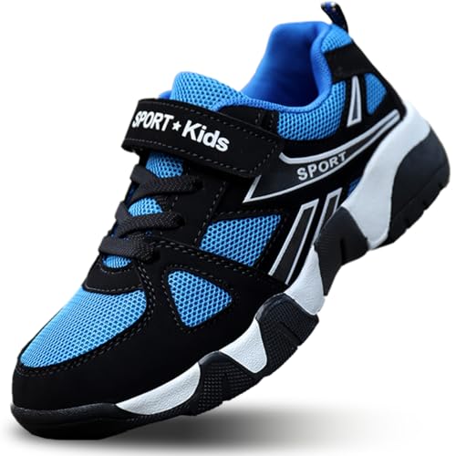 Kids Running Shoes Boys Girls Mesh Breathable Tennis Sneakers 3 Big Kid / 801-black_blue