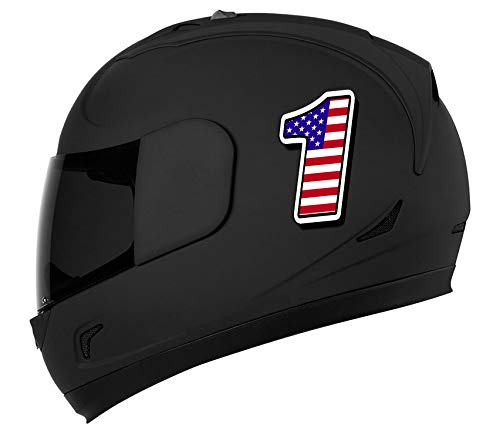 Racing Number 1 Sticker Decal with USA Flag Design - 3.94 x 2.75 Inch