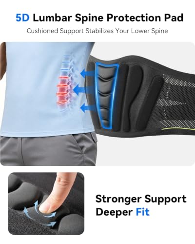 SoloEver Men's Large Black Lumbar Back Brace for Lower Back Pain Relief