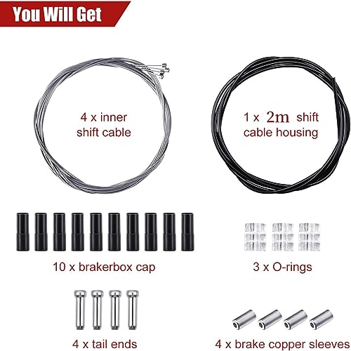 Universal Bike Shifter Cable Kit - 4 Pcs for Mountain Bicycles