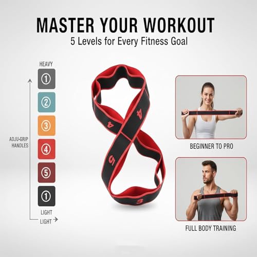 Fitness Resistance Bands with Handles for Stretching - Rose Pink