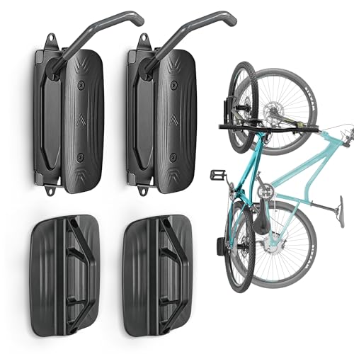 monTEK Swivel Bike Wall Mount ? 2 Pack Garage Bike Hanger & Space-Saving Vertical Bike Rack for Garage & Apartment, Sturdy Bike Storage Hook Holds 66 lbs, Easy Installation & Scratch-Proof Design