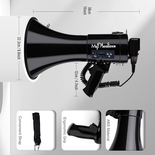 50W Bluetooth Megaphone with Rechargeable Battery - Black