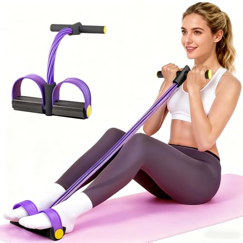 Pedal Resistance Band with Handles - 6-Tube Natural Rubber Fitness Bands