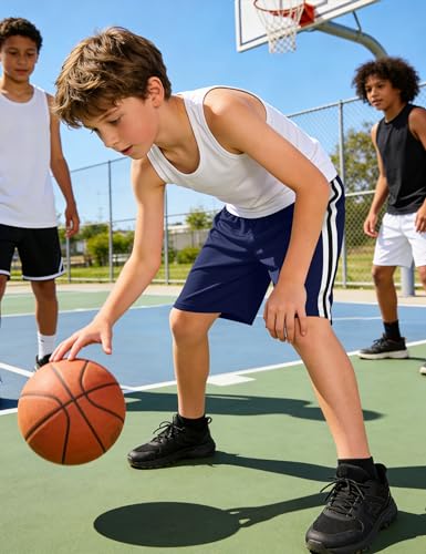 Boys Quick Dry Mesh Athletic Shorts - Navy Blue, 9-10 Years