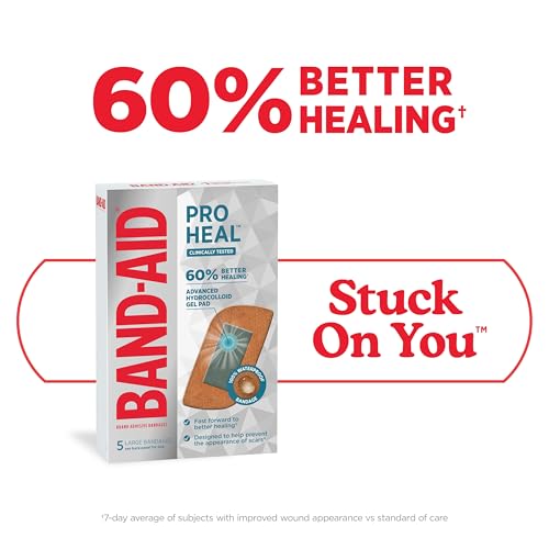 Hydrocolloid Adhesive Bandages for Wound Healing - Large, 5 Count