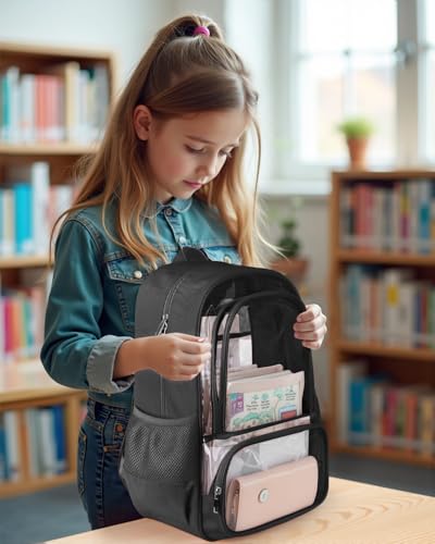 Clear Backpack with Reinforced Straps for 15.6" Laptop - Unisex