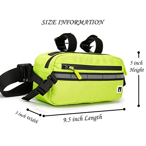 Waterproof Bike Handlebar Bag with Reflective Strips - Neo Green