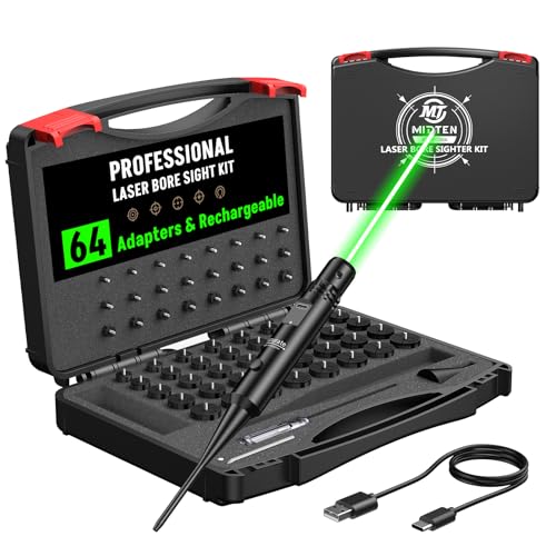 Green Laser Bore Sighter Kit with 64 Adapters Rechargeable for Firearms