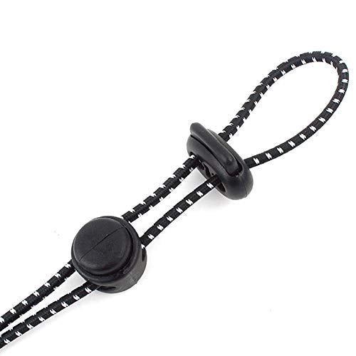 2-Piece Adjustable Hiking Pole Holder with Elastic Rope - Black