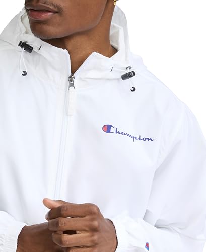 Champion Women's Medium White Full-Zip Script Logo Track Jacket - Small
