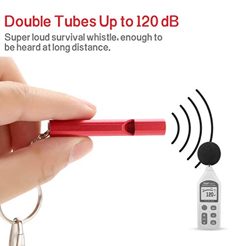 Double-Tube Survival Whistle - Loud Aluminum Alloy - Red
