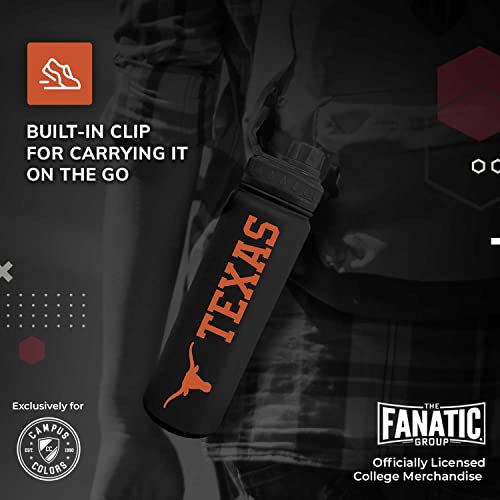 Texas Longhorns Insulated Water Bottle - 24 oz Black Tumbler