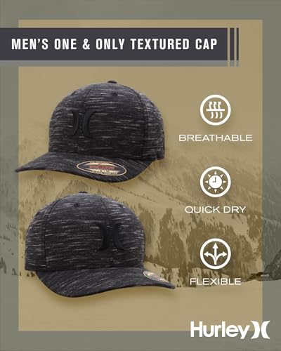 Hurley Mens Black Small-Medium Moisture-Wicking Baseball Cap - Fitted, Textured