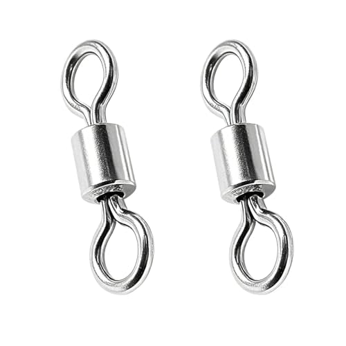 QISHUO SUS304 Stainless Steel Barrel Swivels 25pcs #2/0 - Saltwater Freshwater Heavy Duty