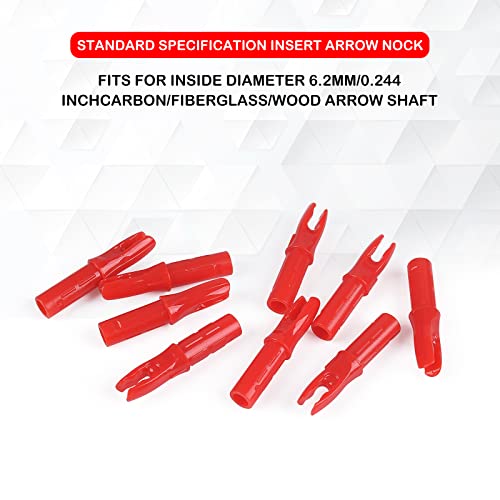 Archery Arrow Nocks - 30Pcs 0.246 Inch Inserts for 6.2mm Shafts - Red
