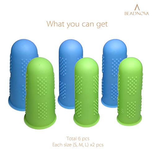 Silicone Finger Protectors - 6-Piece Set in 3 Sizes - Blue & Green