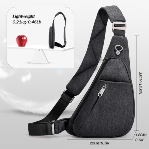 Pro Anti-Theft Crossbody Sling Bag with Zipper Lock RFID Blocking - Right Handed