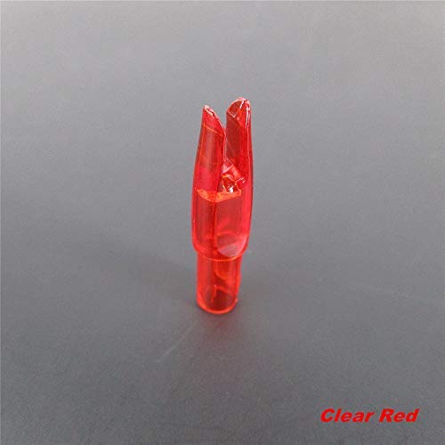 Arrow Nocks 0.246 In. Inside Diameter, 6.20mm, 60 Pack - Push-In Plastic Archery Inserts (Clear Red)