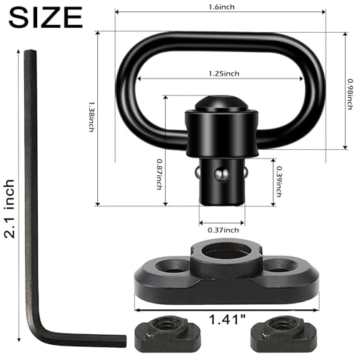 2 Pack QD Sling Swivel Mounts for Mlok Rail - Heavy Duty Steel