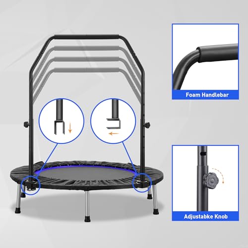 40" Mini Trampoline with Adjustable Bar - Blue