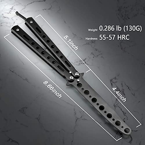 Butterfly Knife Trainer - Unsharpened Practice Tool for Flipping Tricks - Black