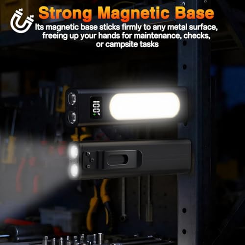 Huccbs 2 Pack Rechargeable Magnetic LED Work Flashlights 1800 Lumens