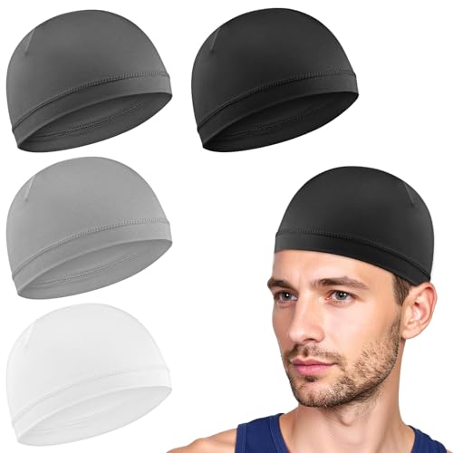 4-Pack Breathable Skull Caps - Black, White, Dark Gray, Light Gray