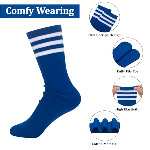 Kids Sports Set - 5 Pieces Sweatbands & Striped Socks - Blue