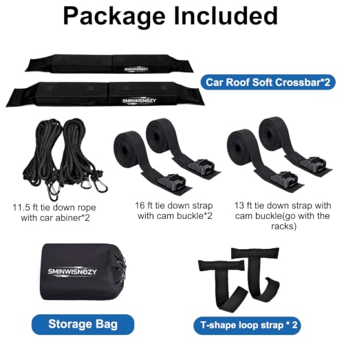 Universal Roof Rack Pads with Tie-Down Straps & Storage Bag