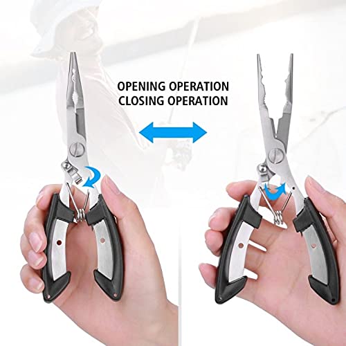 Aluminum Fishing Pliers with Fish Lip Gripper & Lanyard