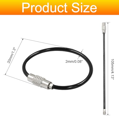 Stainless Steel Wire Keychains - 4 Inch, Set of 25 - Black