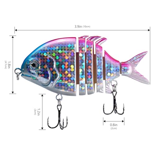 Swimbait Fishing Lure with Built-in Steel Balls - Pink/Silver 3.9in 1.3oz