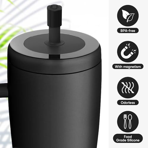 Magnetic Straw Cover - Silicone Leakproof Protector for Tumblers - Black