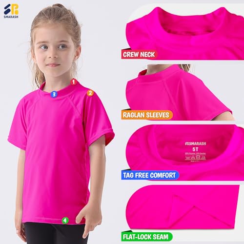 UPF 50 Rash Guard Swim Shirt for Boys - Neon Pink, 3T