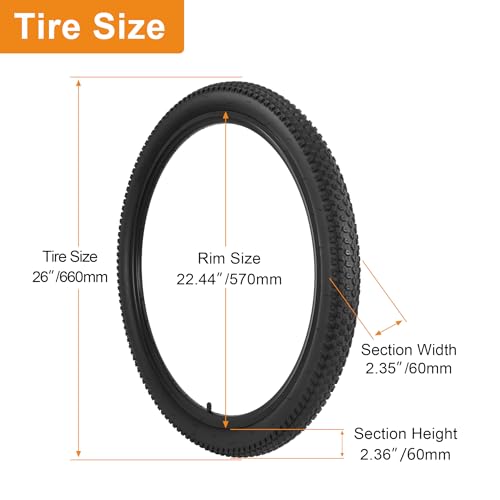 RUTU 2 Pack 26x2.35 Bike Tires with Inner Tubes for 26 Inch Cruiser
