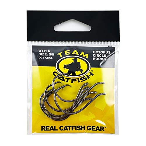 5/0 Circle Octopus Fishing Hooks - Premium Strength, Pack of 6