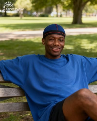 ForceWave 4Pcs Wave Cap for Men - Stocking Compression Cap for 360 Waves in Black Red Navy Gray