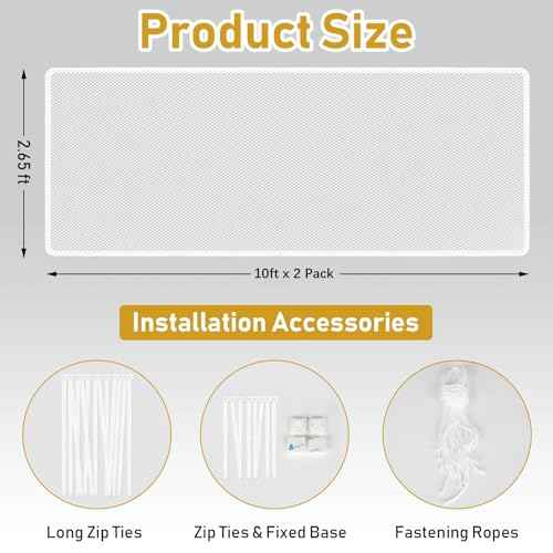 20ft Indoor Outdoor Baby Safety Stair Railing Net Baby Proofing Stair Balcony Banister Rail Guard Child Safety Stair Protection Safe Rail, White(10ft x 2Pack)