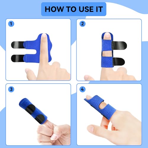 Universal Finger Splint for Trigger Finger & Arthritis Pain - 2 Pack, Blue