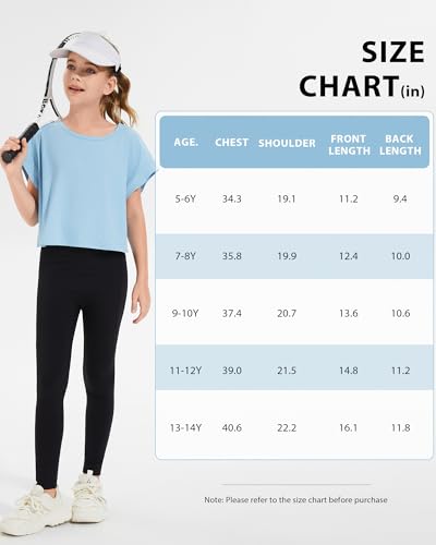 Girls Summer Oversized Cut Out T-Shirt - Open Back Athletic Top, Blue, 11-12 Years