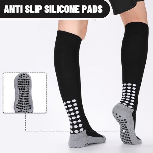 Regilt 3 Pairs Soccer Grip Socks with Grip Pads - One Size Black