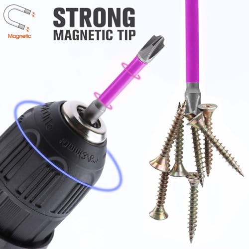 10pcs Magnetic PH2 Special Slotted Phillips Screwdriver Bit Set for Electricians, Long #2 Phillips Cross Slot Flat Screw Head Driver Drill Bits with 1/4 Inch Hex Shank Used on Air Switch